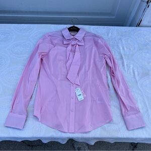 NWT Brooks Brothers Red Fleece Pink Dress Shirt with Bow